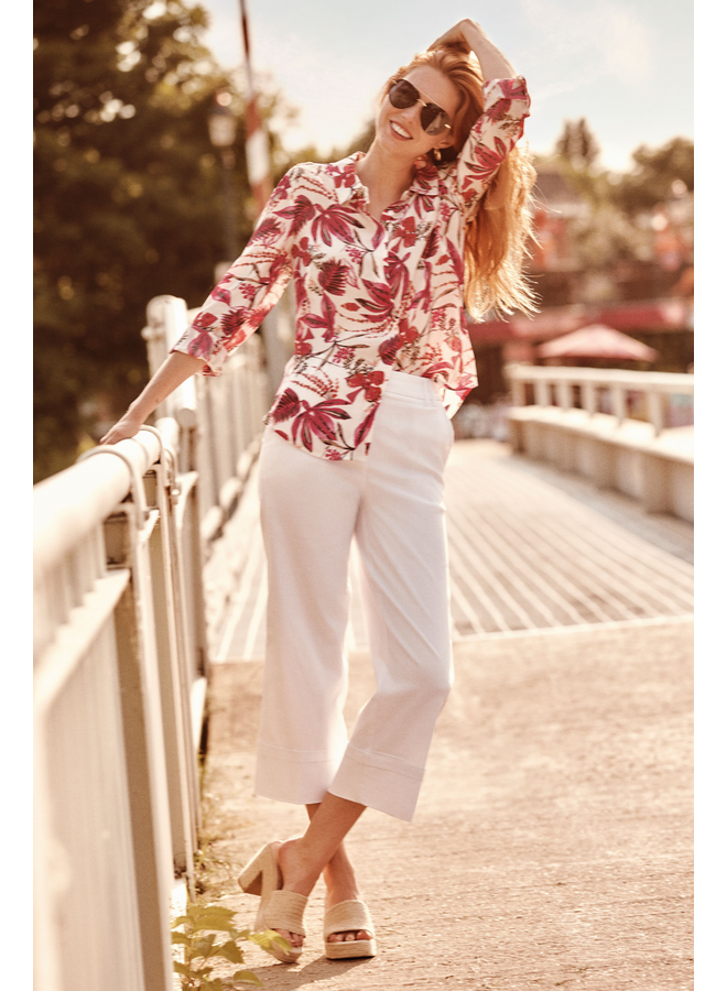 Renuar Lux Cuffed Crop Pant in White