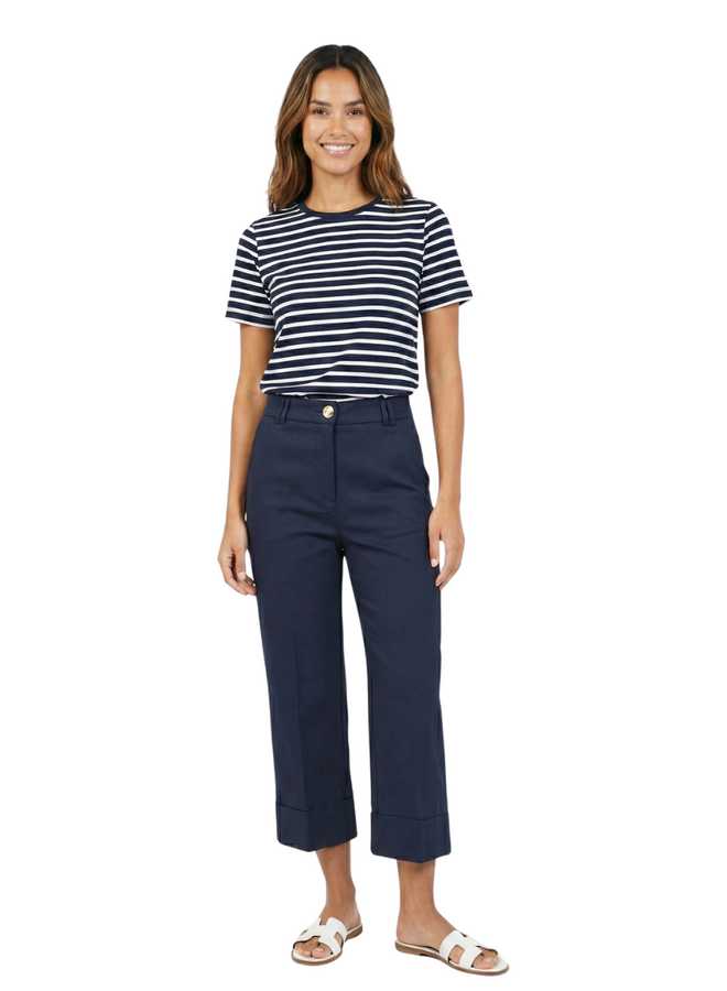 Renuar Lux Cuffed Crop Pant in New Midnight