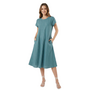 Saga Classic Linen Dress In Seablue