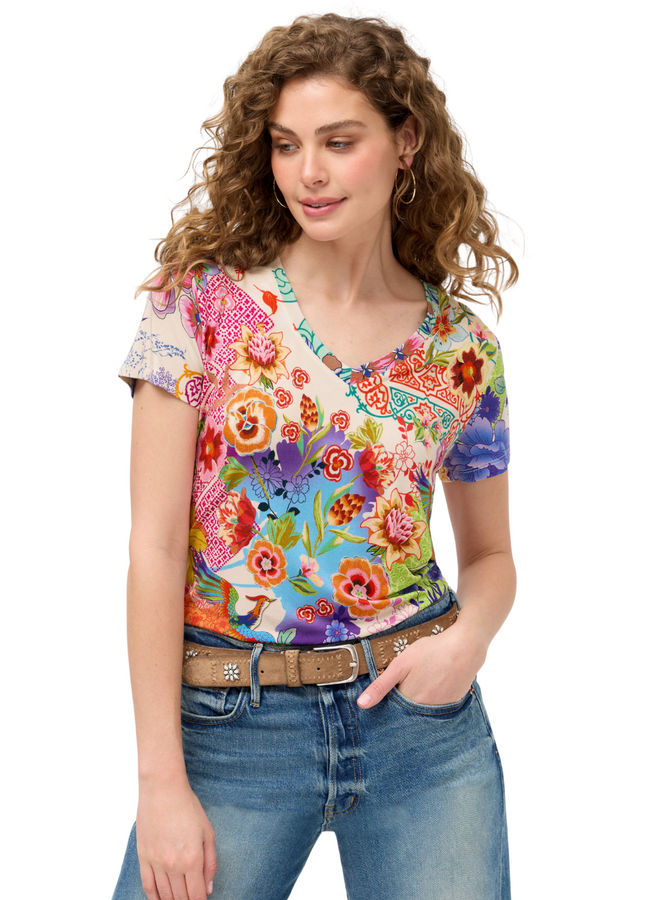 Johnny Was McDreamer Janie Favorite Short Sleeve V-Neck Tee