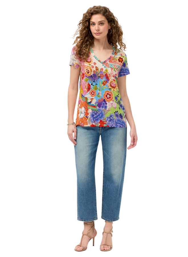 Johnny Was McDreamer Janie Favorite Short Sleeve V-Neck Tee