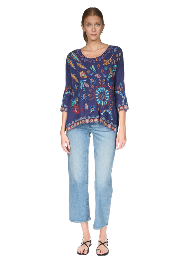 Johnny Was Elia Blouse in Blue Night