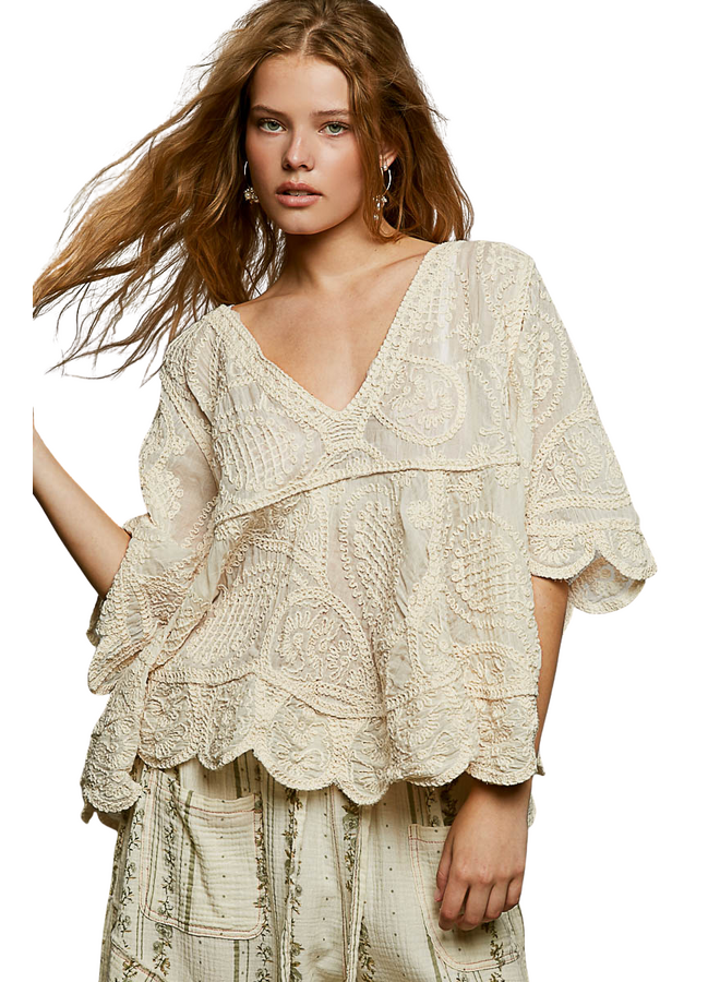 Vintage Style Crochet Top in Natural