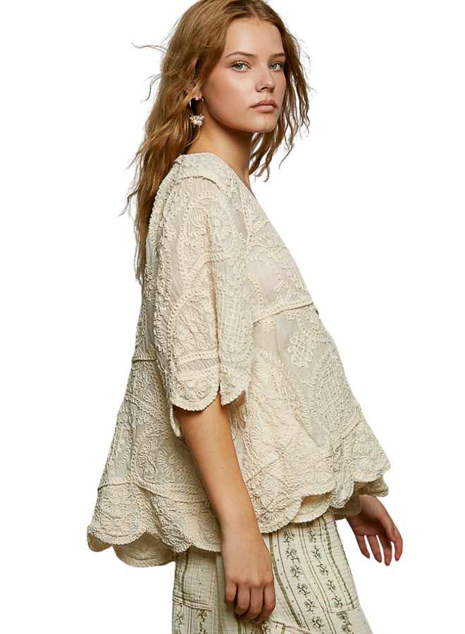 Vintage Style Crochet Top in Natural