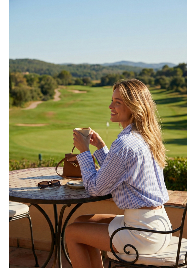 Noen Stripe Shirt In Pale Blue