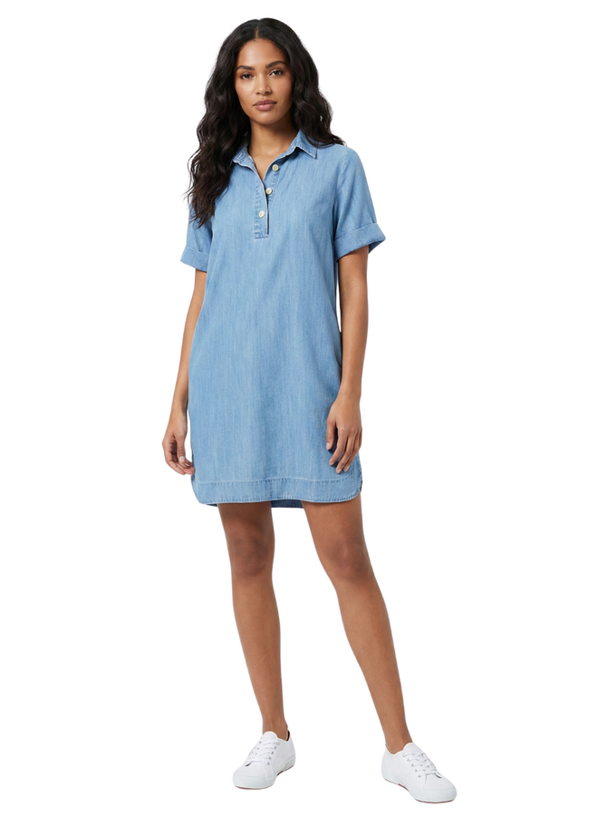 Toofan Summer Chambray Dress in Light Wash