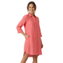 Toofan Linen Button Dress in Coral