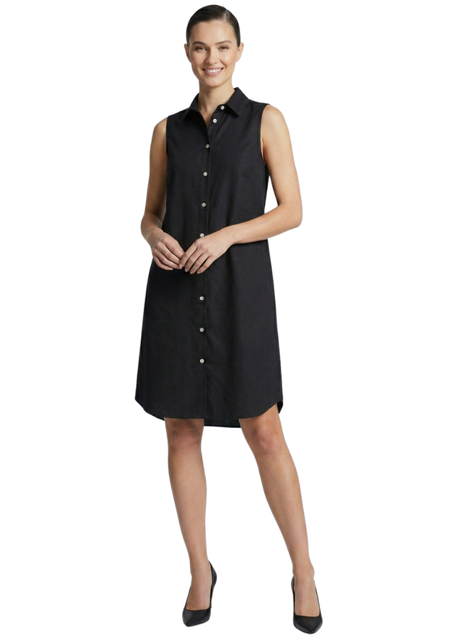 Toofan Sleeveless Button Back Dress in Black
