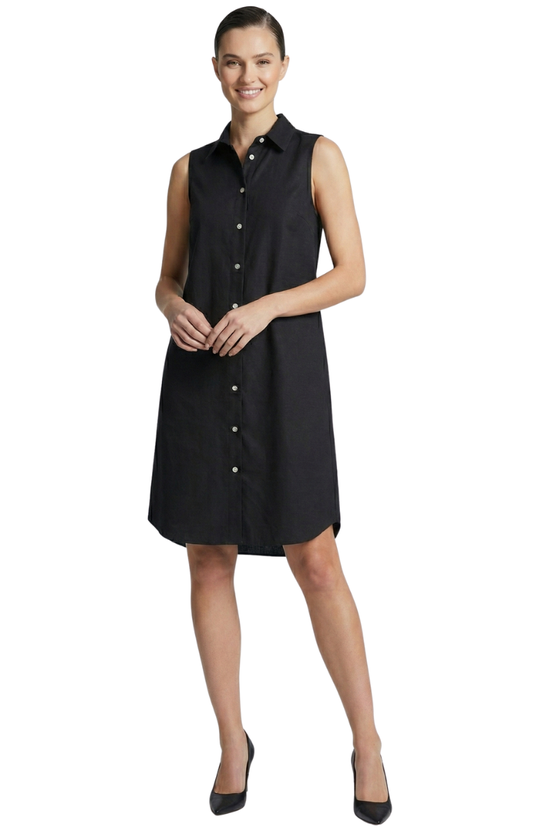 Toofan Toofan Sleeveless Button Back Dress in Black