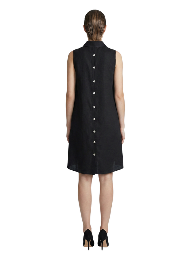 Toofan Sleeveless Button Back Dress in Black