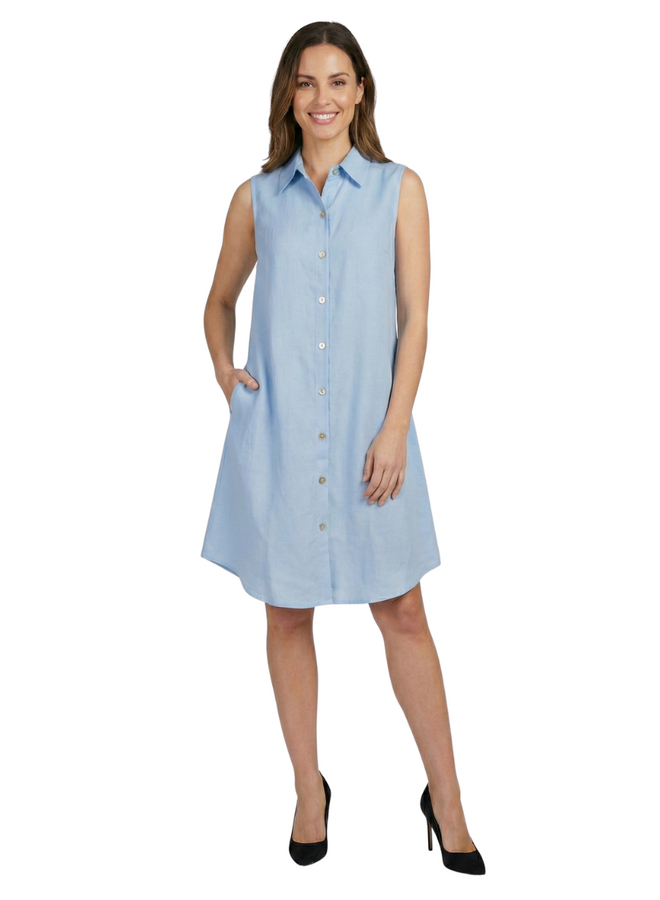 Toofan Sleeveless Button Back Dress in Sky