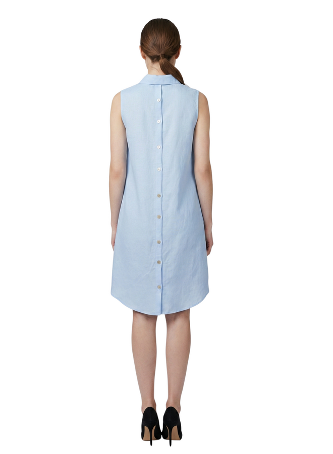 Toofan Sleeveless Button Back Dress in Sky