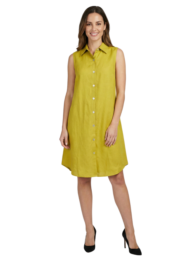 Toofan Sleeveless Button Back Dress in Basil