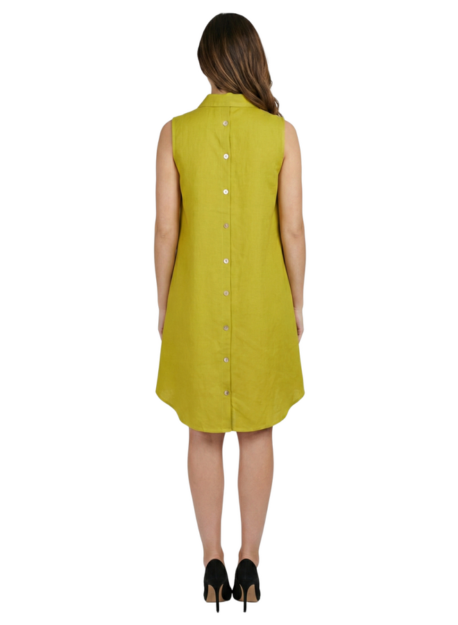 Toofan Sleeveless Button Back Dress in Basil