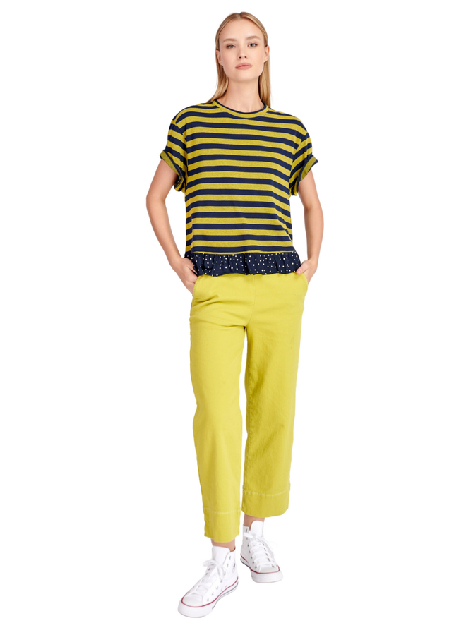 Alembika Sunrise Ruffle Tee in Yellow/Navy