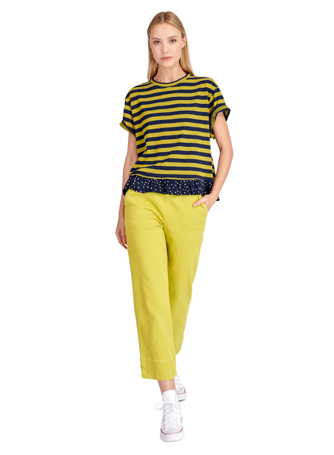Alembika Sunrise Ruffle Tee in Yellow/Navy
