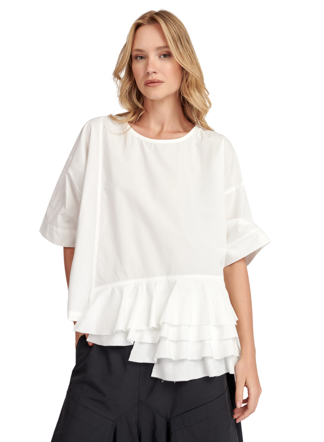 Alembika Urban Match Ruffled Top in White
