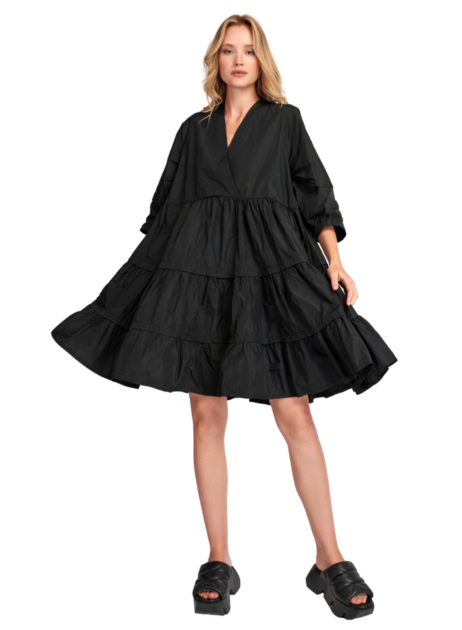Alembika Urban Tiered Mini Dress in Black