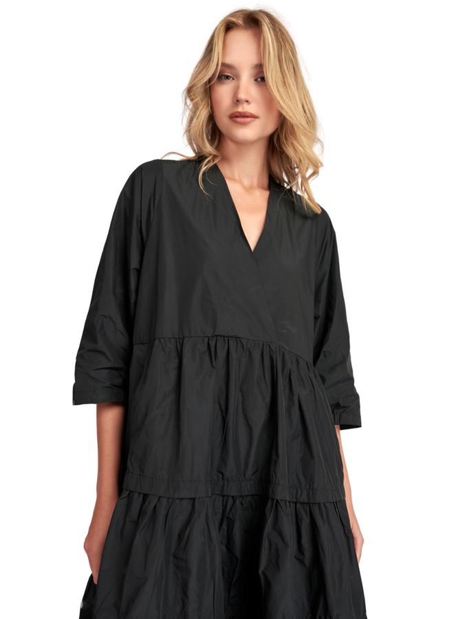 Alembika Urban Tiered Mini Dress in Black
