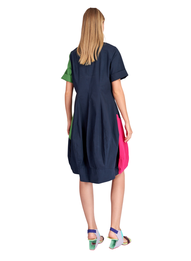 Alembika Barb Cotton Shirt Dress in Navy Multi
