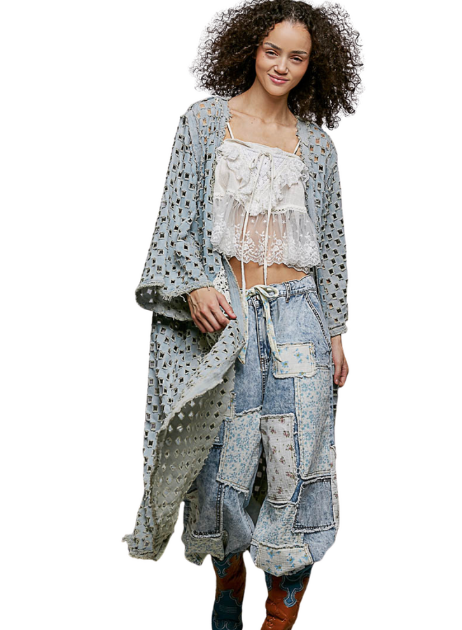 Light Denim Cut Out Duster