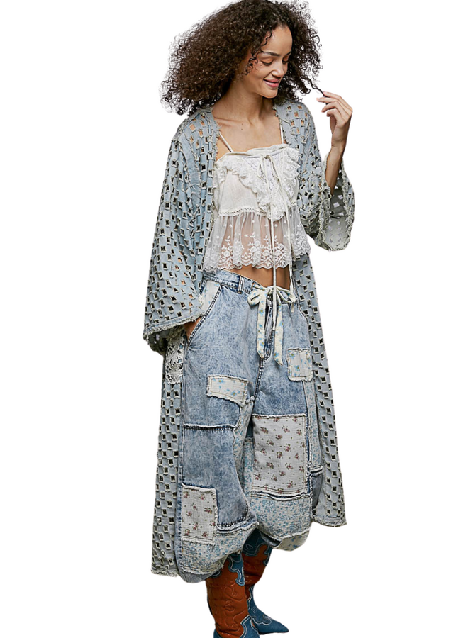 Light Denim Cut Out Duster