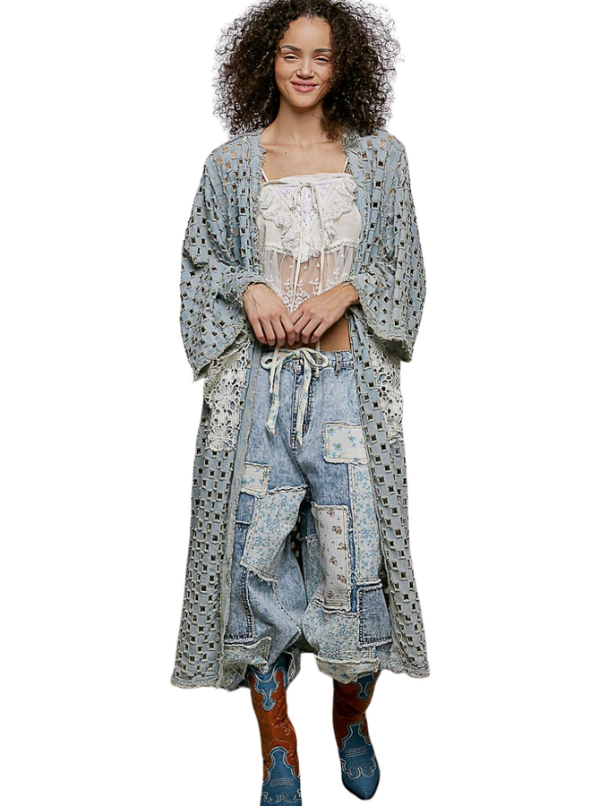 Light Denim Cut Out Duster