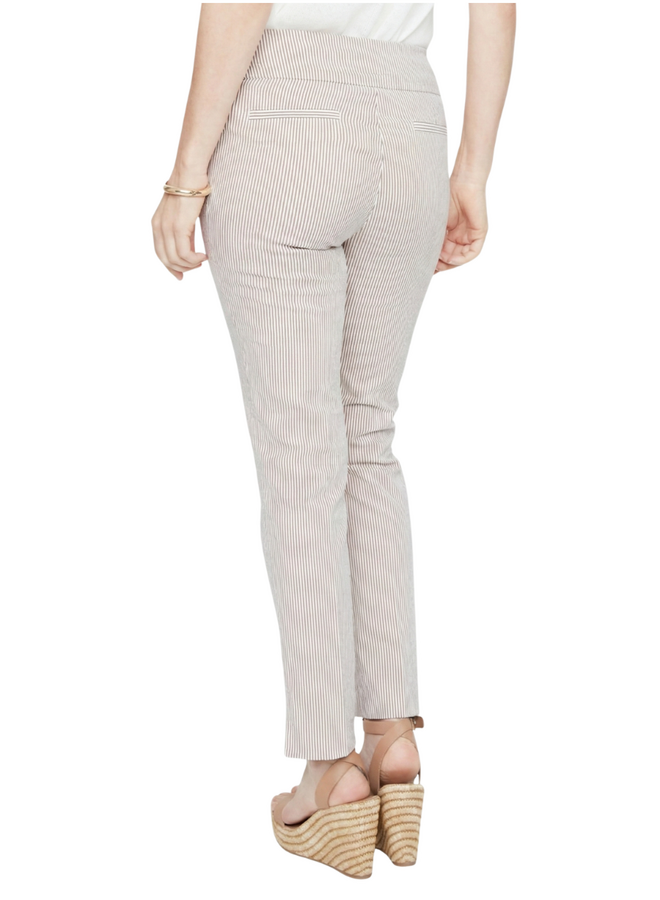 Renuar Seersucker Pinstripe Ankle Pant in Mocha