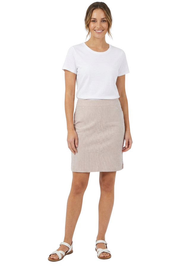 Renuar Pinstripe Skort in Mocha