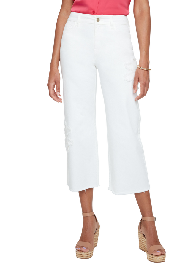 Renuar Daisy Cropped Wide Leg Jean in Creme