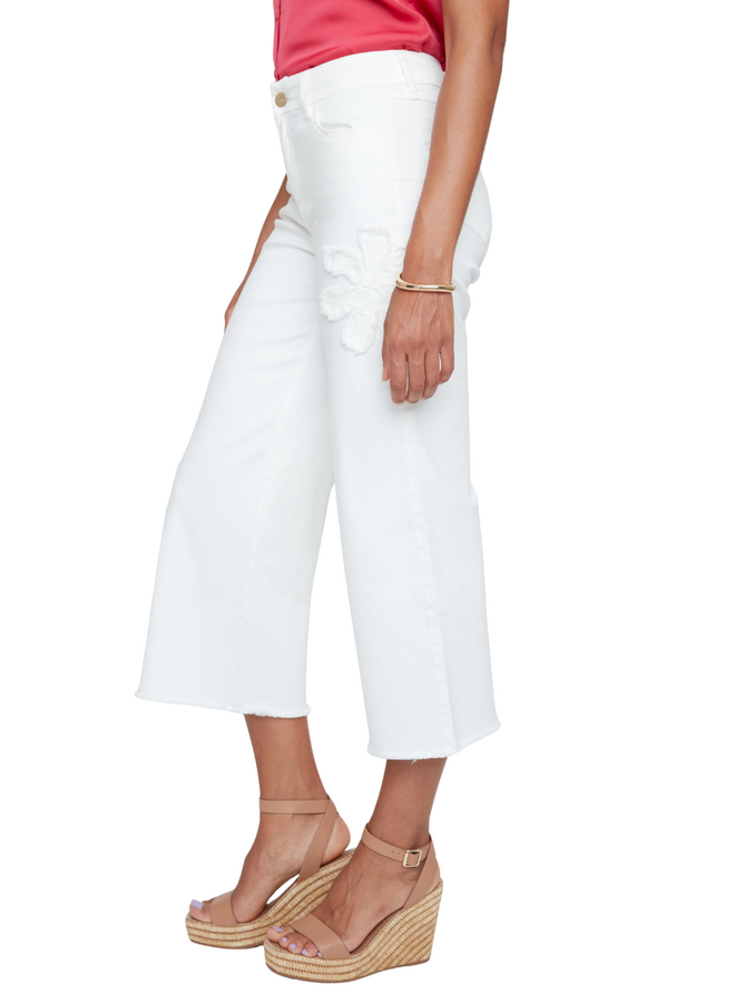 Renuar Daisy Cropped Wide Leg Jean in Creme