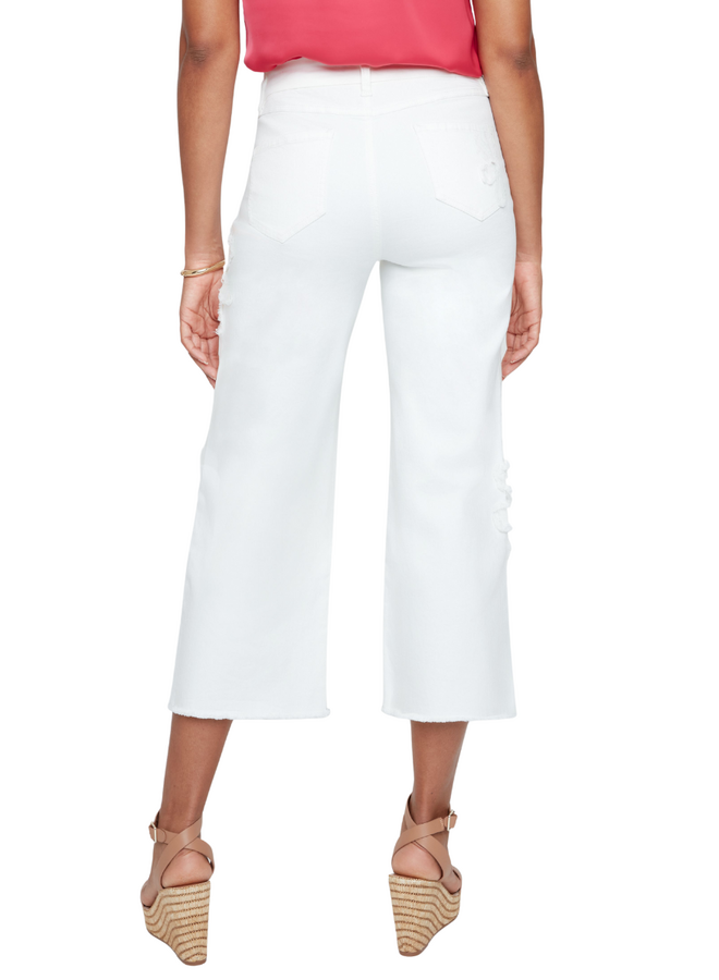 Renuar Daisy Cropped Wide Leg Jean in Creme