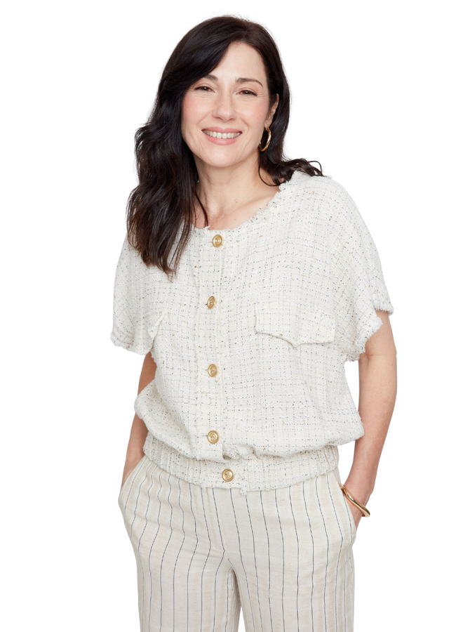 Renuar Tweed Top in Oyster