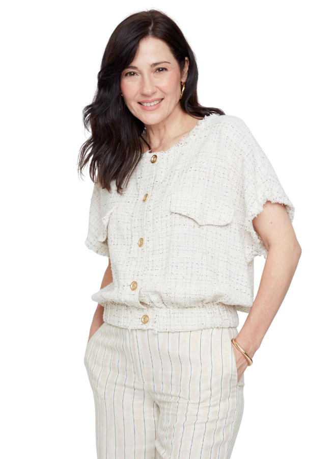 Renuar Tweed Top in Oyster