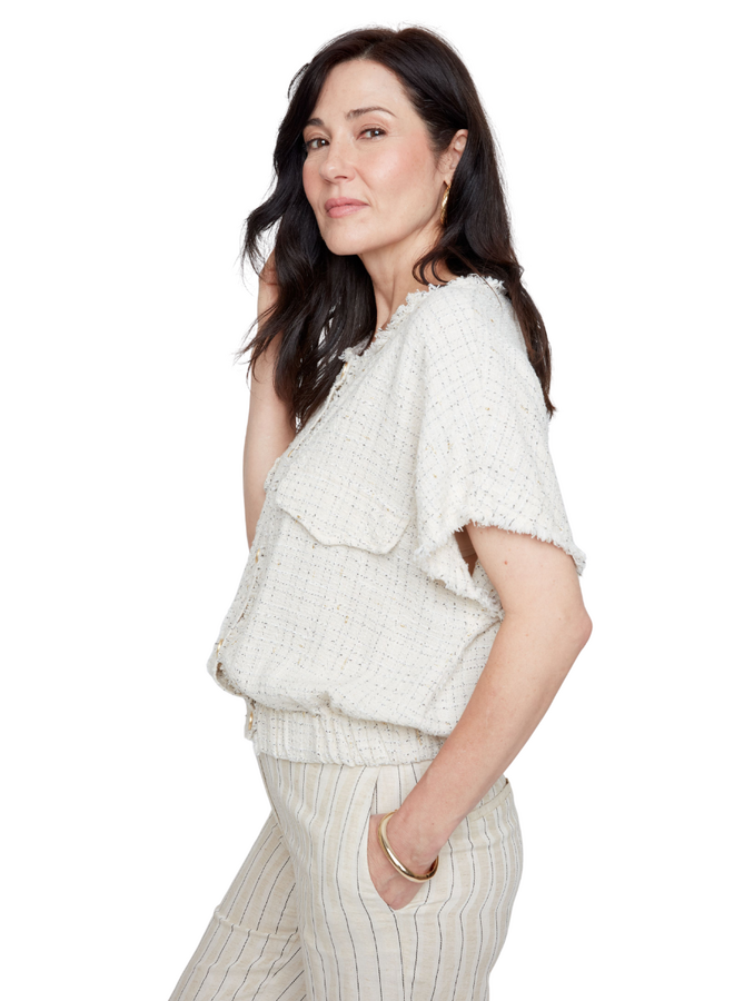 Renuar Tweed Top in Oyster