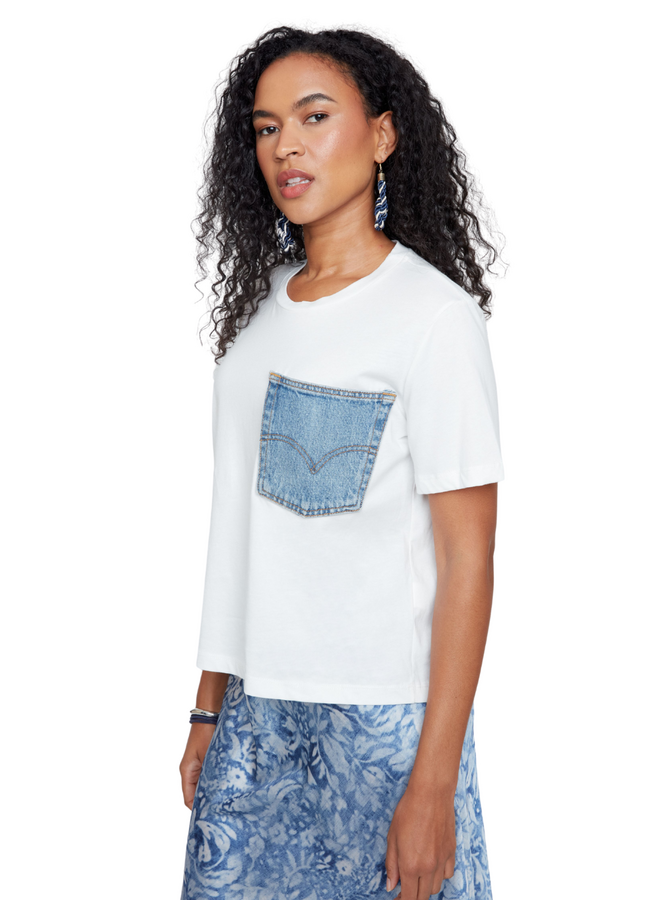 Renuar White Jean Pocket Tee