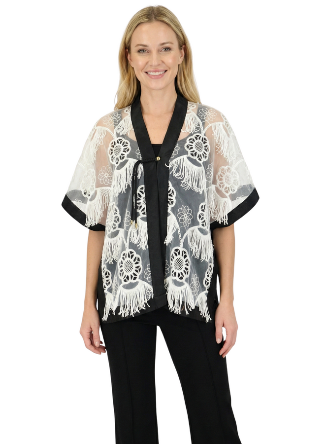 Aris A Fringe Poncho in White