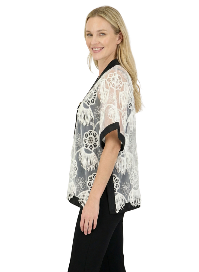 Aris A Fringe Poncho in White