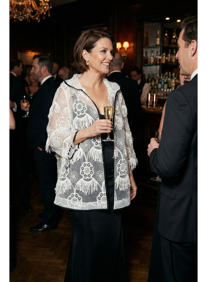 Aris A Fringe Jacket in White