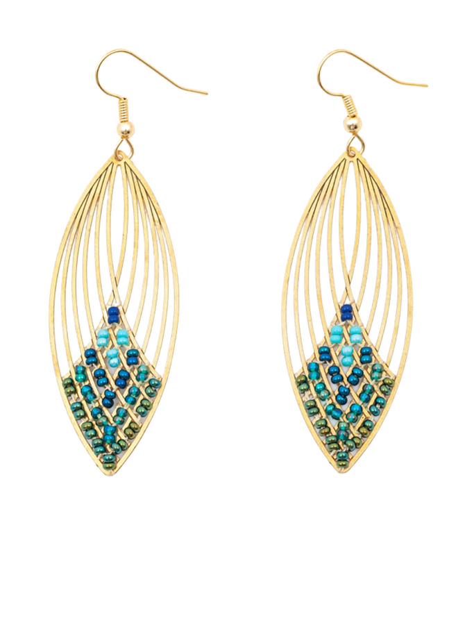 Swooping Oval Earrings In Peacock
