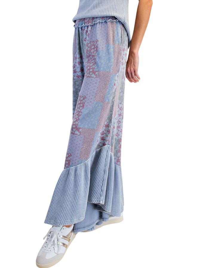 Dusty Blue Print Pants