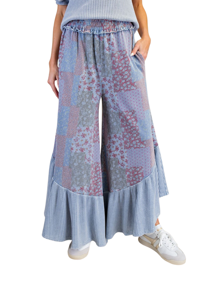 Dusty Blue Print Pants