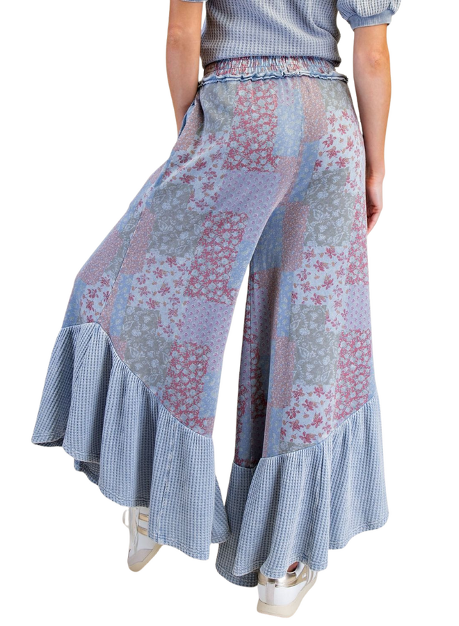 Dusty Blue Print Pants