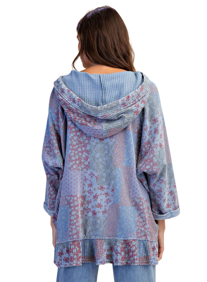 Dusty Blue Print Hoodie