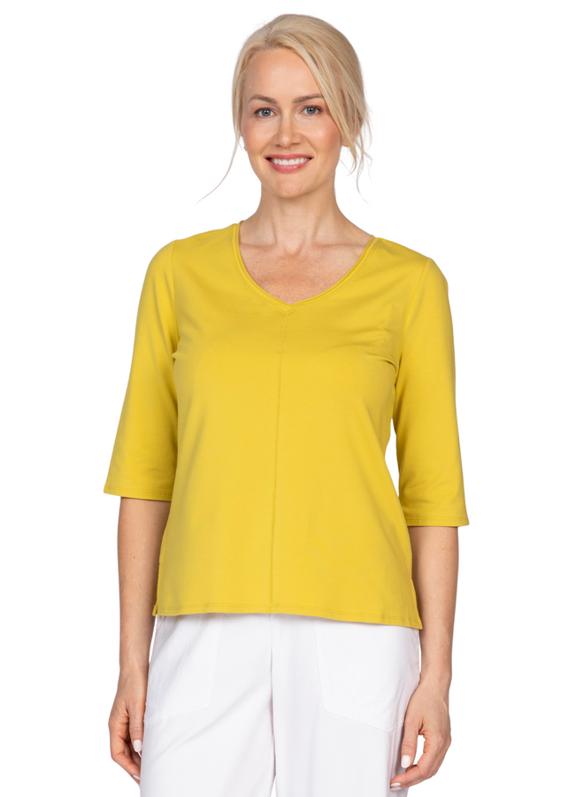 Olivia Elbow V-Neck Tee in Pear