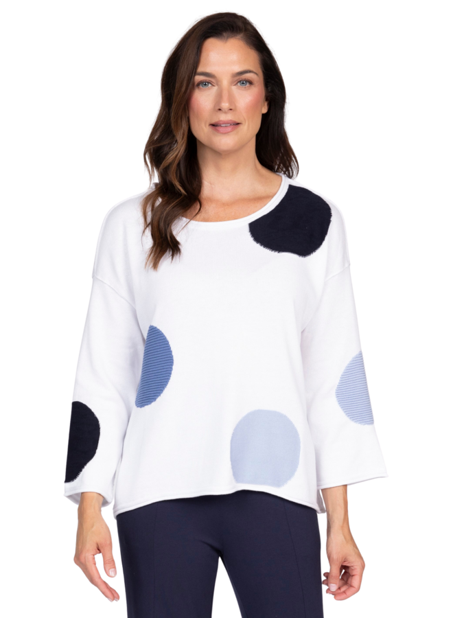 Olivia Circle Dot Pullover In Blue