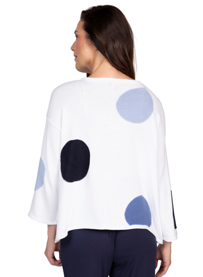Olivia Circle Dot Pullover In Blue