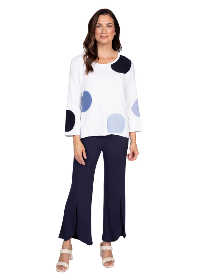 Olivia Circle Dot Pullover In Blue