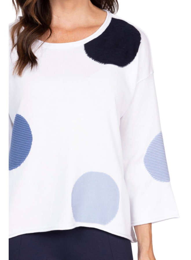 Olivia Circle Dot Pullover In Blue