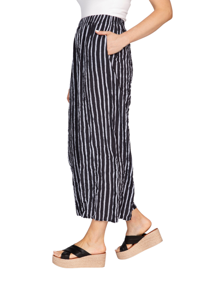 Olivia Crimped Crepe Stripe Easy Pant